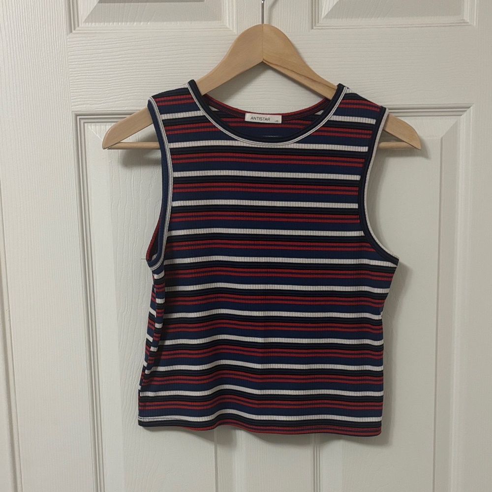 Antistar Cropped Striped Tank Top